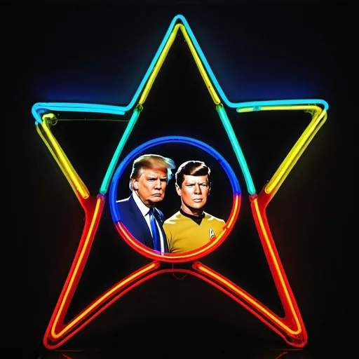 Prompt: Trump-Kennedy star trek neon
