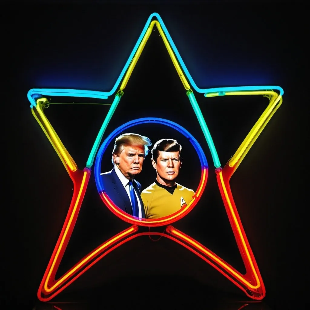 Prompt: Trump-Kennedy star trek neon
