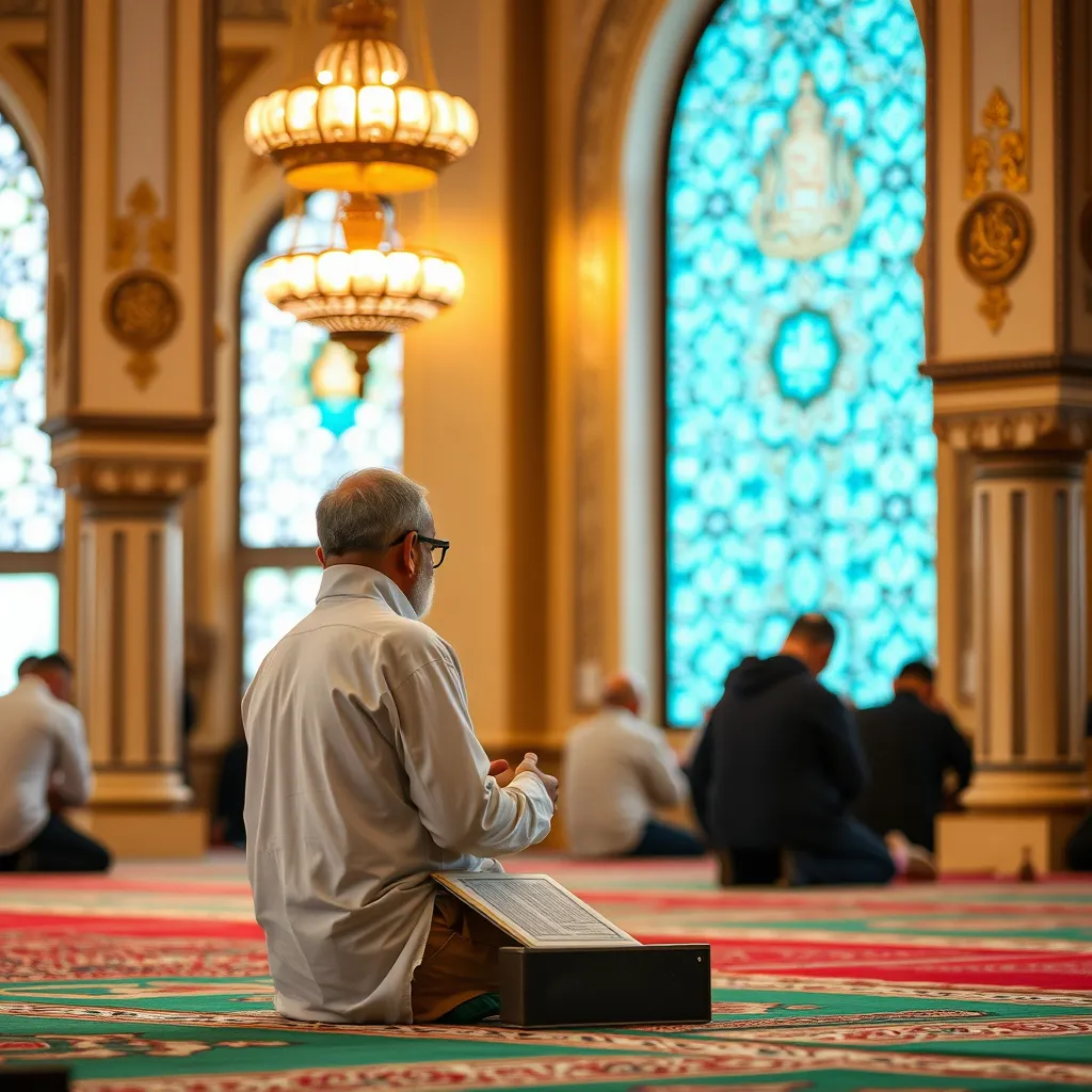 Prompt: A man is praying namaz and making dua