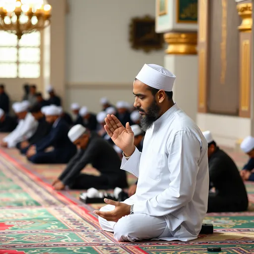 Prompt: A man is praying namaz and making dua