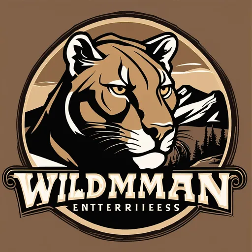 Prompt: "WILDMAN ENTERPRISES" roofing logo western style with Mountain Lion