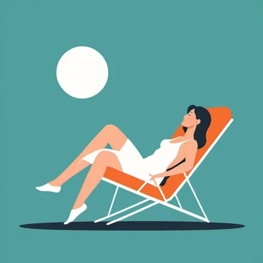 Prompt: Flat illustration a woman relaxing, simple forms, simple shapes, vector, minimalism