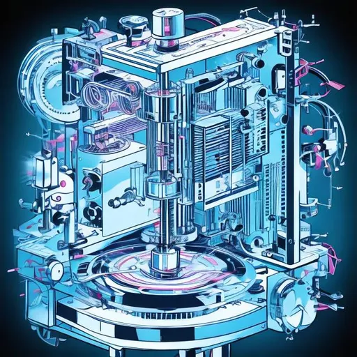 Prompt: photonics machine complex illustraion comical