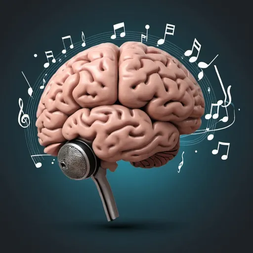 Prompt: a brain is making music.