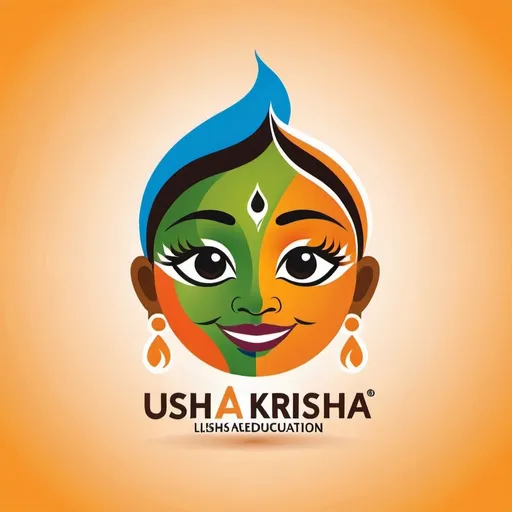 Prompt: Give me a logo for an NGO working to help poor kids access better education and helping them build a life. It is called Usha Krishna and is based in India. Use happy colours but keep it professional. An easy to use and replicate logo