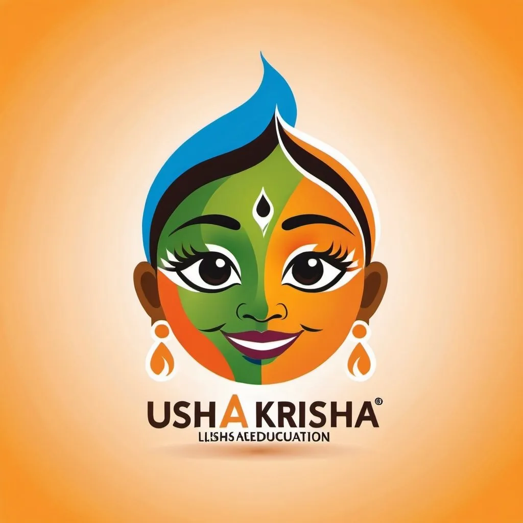Prompt: Give me a logo for an NGO working to help poor kids access better education and helping them build a life. It is called Usha Krishna and is based in India. Use happy colours but keep it professional. An easy to use and replicate logo