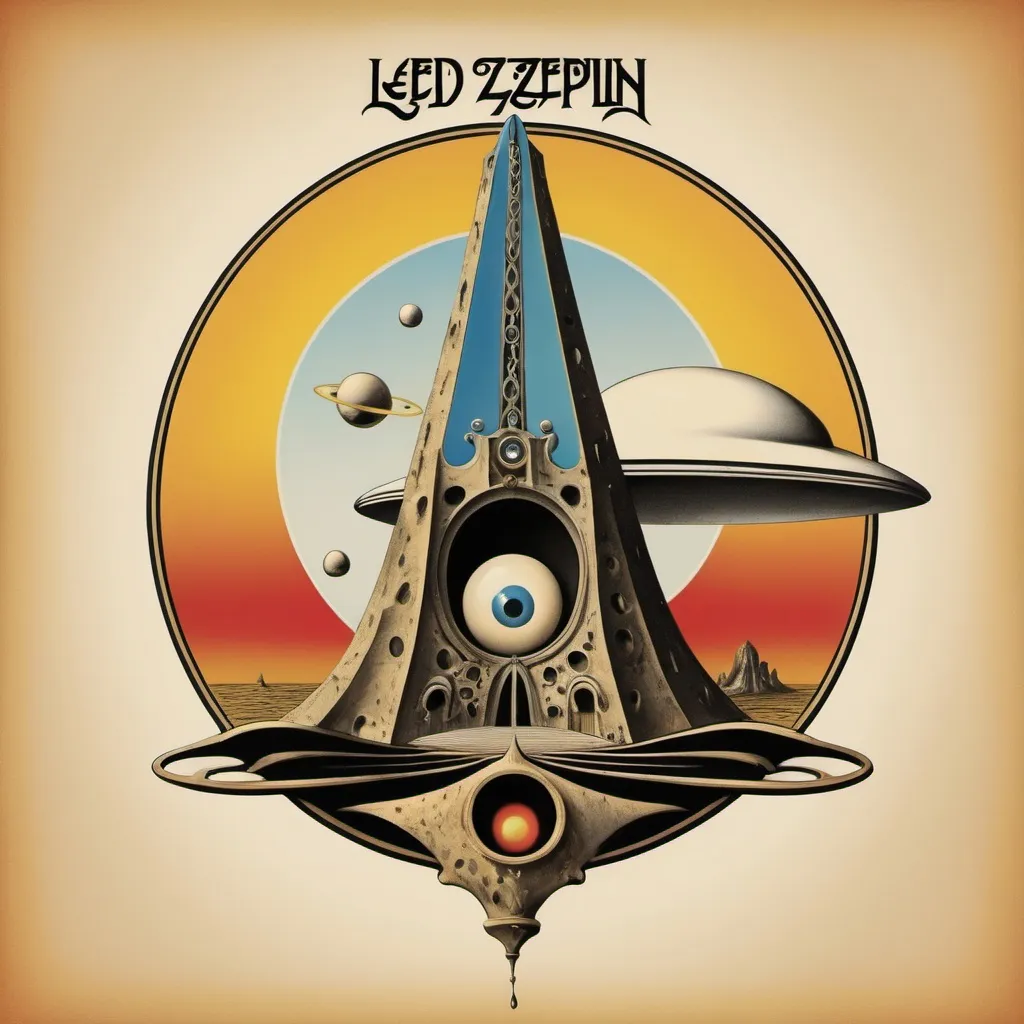 Prompt: a logo for the rock band led zeppelin in the style of salvador dali with several surreal details