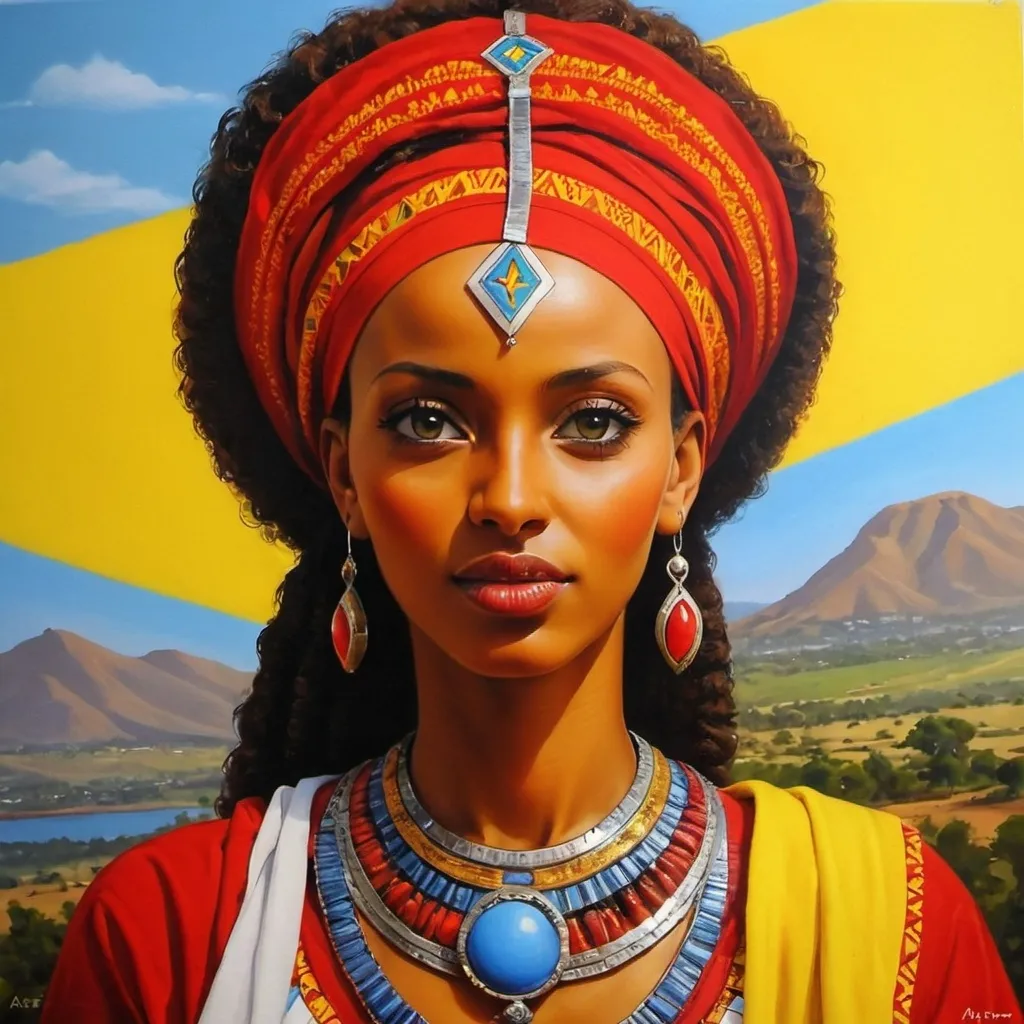 Prompt: Ethiopian beautiful tigrian artist ar axum