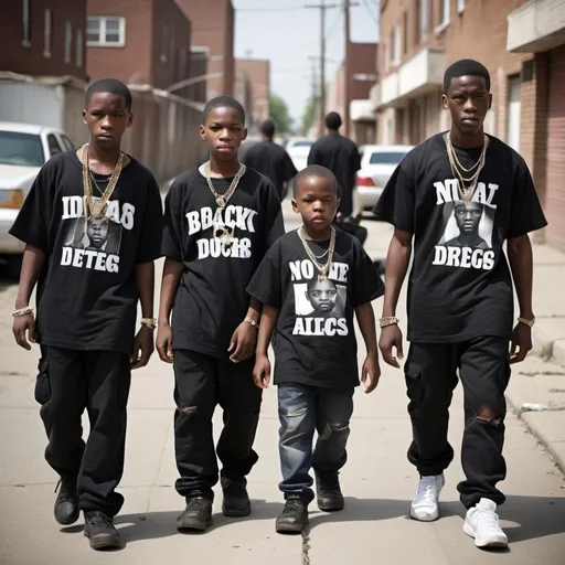 Prompt: Extremely low iq black young men. Unattended black infants walking around dangerous dilapidated buildings in very gang infested urban area. Black men with guns, bags of drugs, heroin, and very low iqs, black babies in cars alone in dirty diapers, very low iqs, have very big lips and stupid faces, I want them dressed as ridiculous as black Americans dress, violent feral niggers, stupid ghetto haircuts l, idiotically flashy jewelry, large gaudy chains on necks, absolute dregs of society, astoundingly low iq low class low moral single black mothers 
