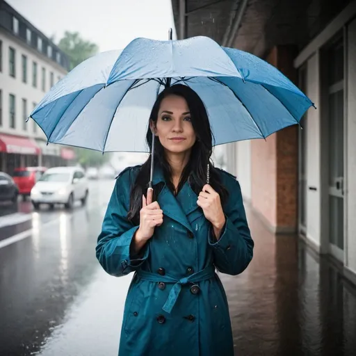 Prompt: Rainy  day lady with umbrella