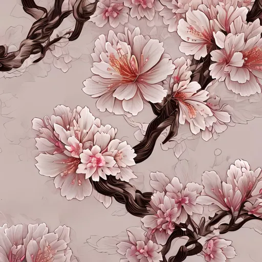 Prompt:  detailed flowers and complex color cherry blossom design can be used to upload for a shirt