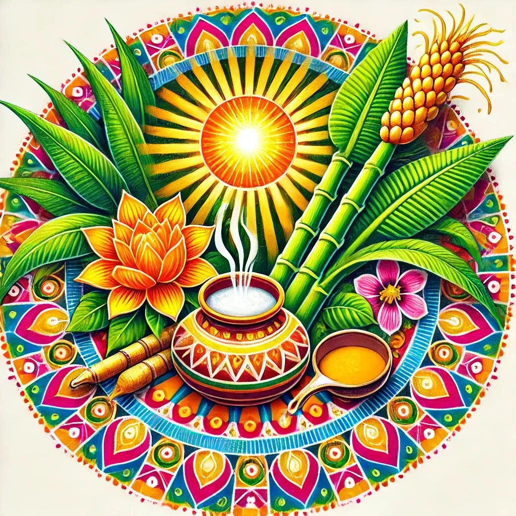 Prompt: A image for pongal with full of goodness