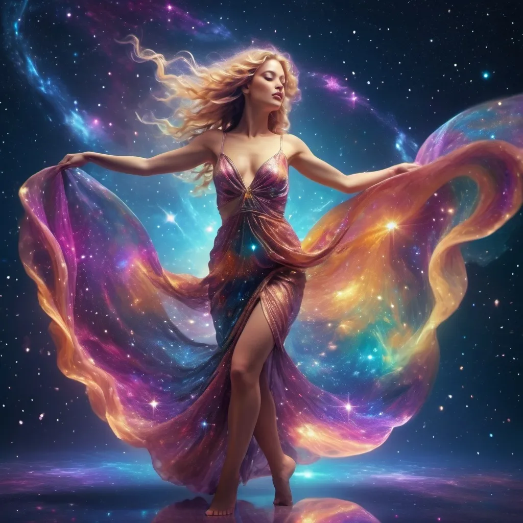 Prompt: Lovely Aphrodite dancing galactic disco euphoria 