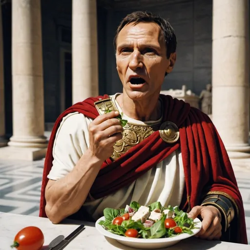 Prompt: Julius caesar eating a salad