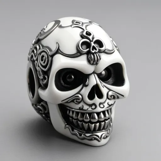 Prompt: Design a 3D Skull Bead with a White Background