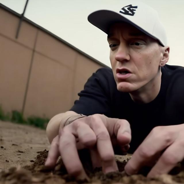 Prompt: Eminem rap battling earthworms 