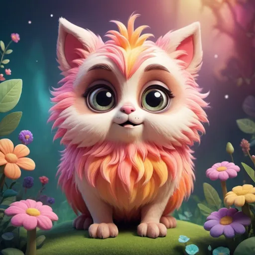 Prompt: High-quality digital illustration of a cute and friendly animal mascot, vibrant and playful color palette, soft and cuddly fur texture, adorable big eyes, endearing expression, whimsical fantasy setting, magical fairy-tale environment, dreamy and enchanting atmosphere, 3D rendering, vibrant colors, fantasy, cute mascot, soft fur texture, big eyes, dreamy setting, magical atmosphere, high quality, vibrant color palette for a Memecoin