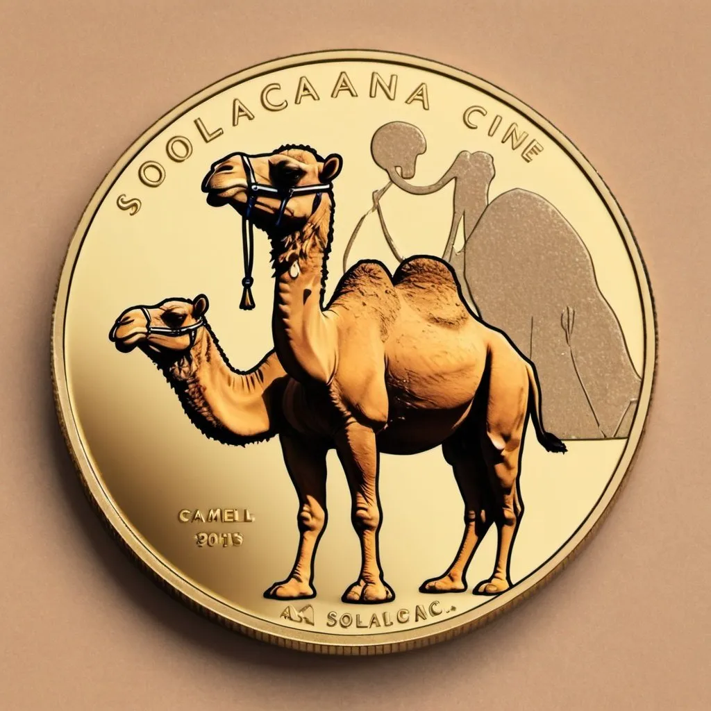 Prompt: A Solanca meme coin with Camel superstar And Mascot. 
