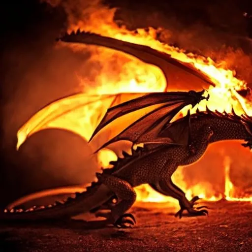 Prompt: Fire breaching dragon 