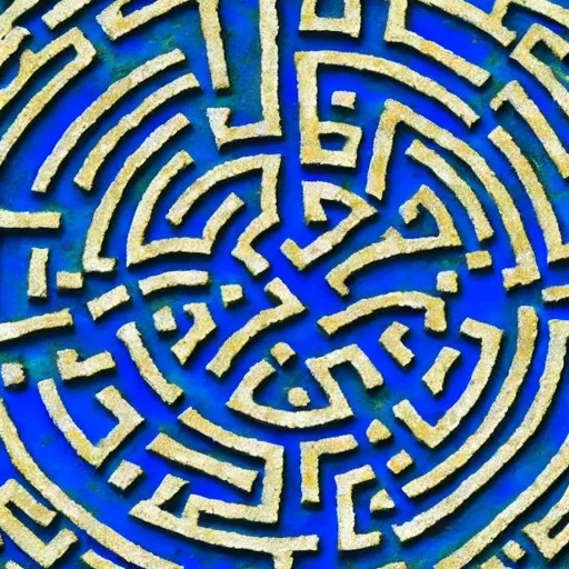 Prompt: blue chartres labyrinth