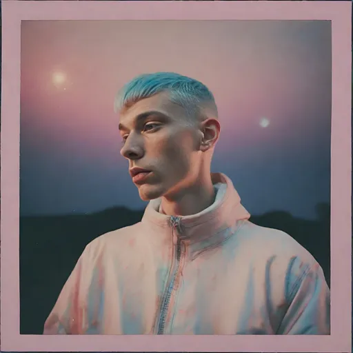 Prompt: Polaroid of Gus Dapperton, in space, ambient, gritty, pastel