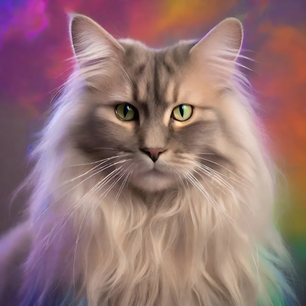 Prompt: Aura photo of a long haired cat, ambient, soft, colorful