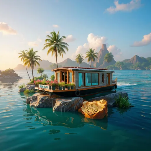 Prompt: a boat at seas