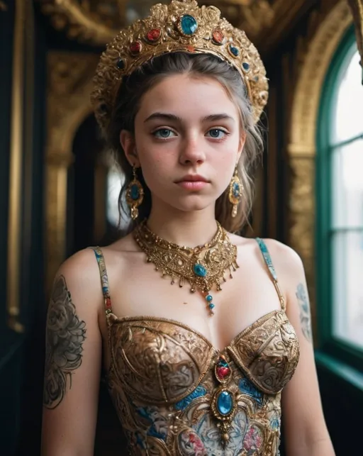 Prompt: 19-year-old woman by Matt Porteous, 35mm, F/2.8, insanely detailed and intricate, character, hypermaximalist, elegant, ornate, beautiful, exotic, revealing, appealing, attractive, amative, hyper-realistic, super detailed, popular on Flickr, full body shot, wide view