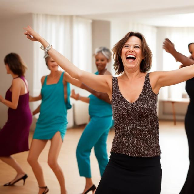 Prompt: adult women having fun dancing
