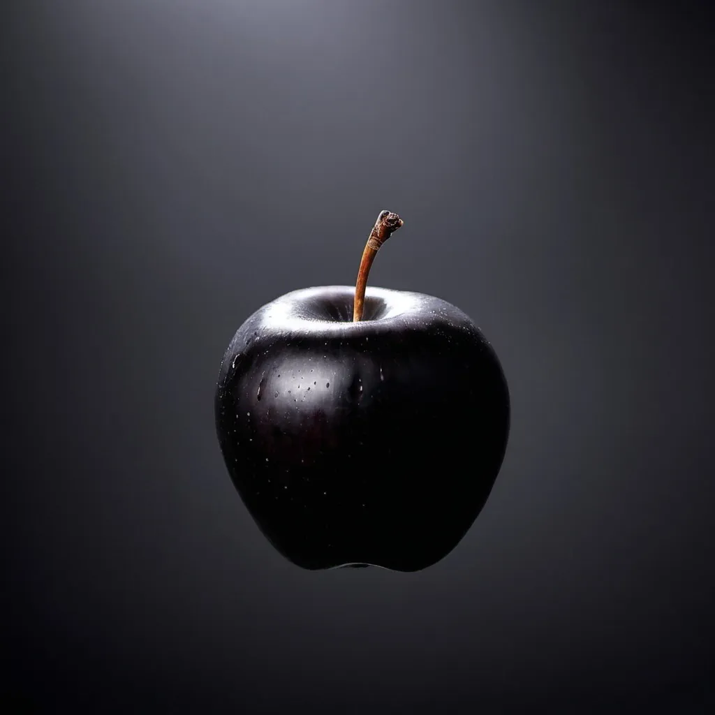 Prompt: black apple in the air