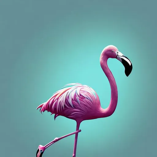 Prompt: a blue flamingo with green glasses