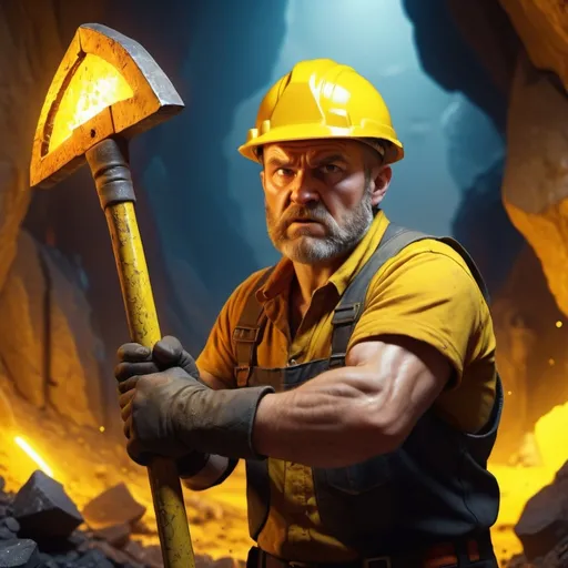 Prompt: 3D Heroic Miner who mine to save the world from destruction