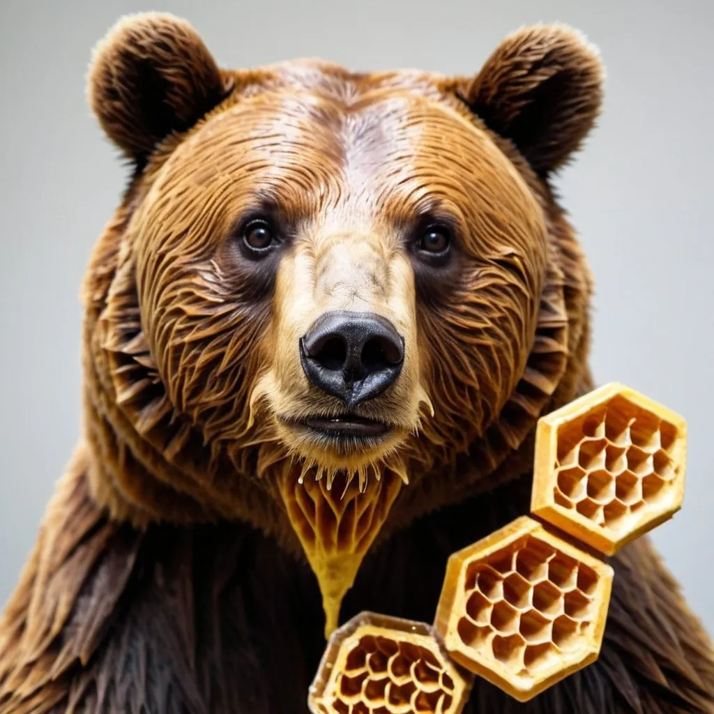 Prompt: Bear with honeycomb 