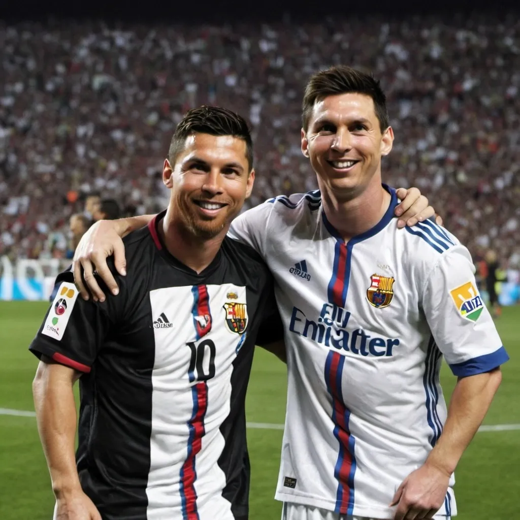 Prompt: Ronaldo and Messi friends