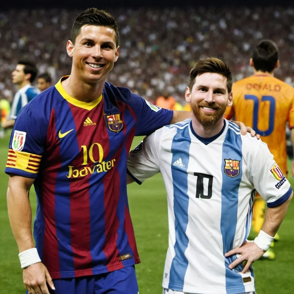 Prompt: Ronaldo and Messi friends