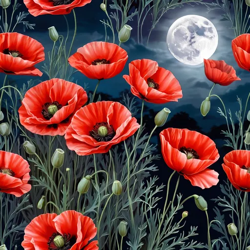 Prompt: poppies moonlight 