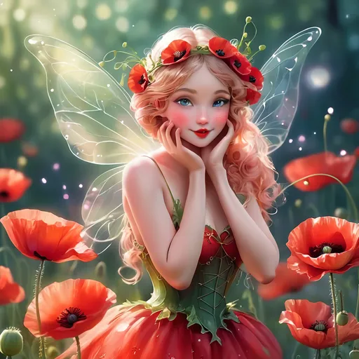 Prompt: magical female poppy fairy