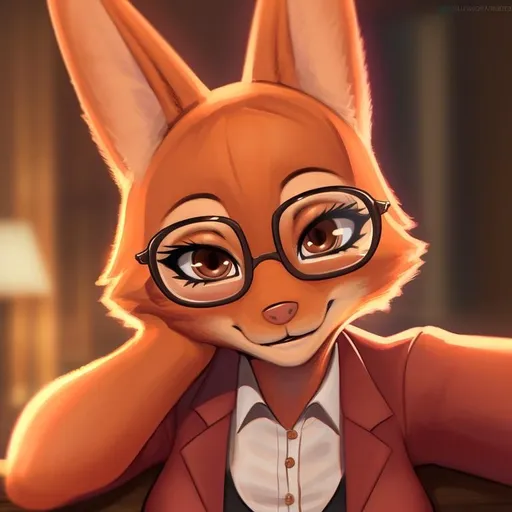 Prompt: diane foxington, wearing glasses, looking at viewer, detailed artwork, 4k