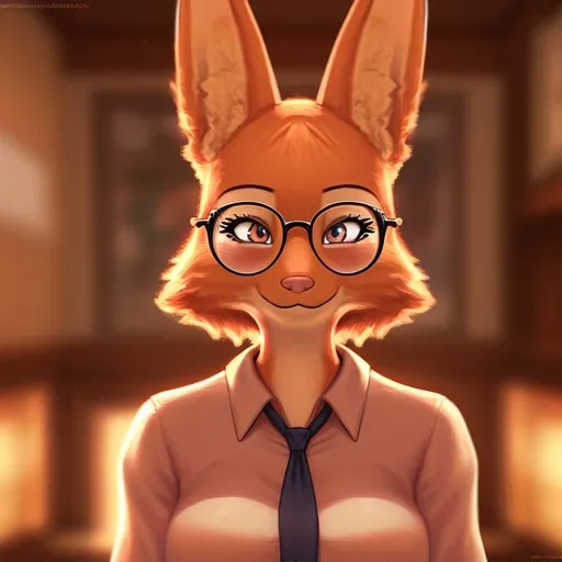 Prompt: diane foxington, wearing glasses, looking at viewer, detailed artwork, 4k