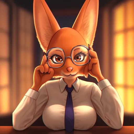 Prompt: diane foxington, wearing glasses, looking at viewer, detailed artwork, 4k