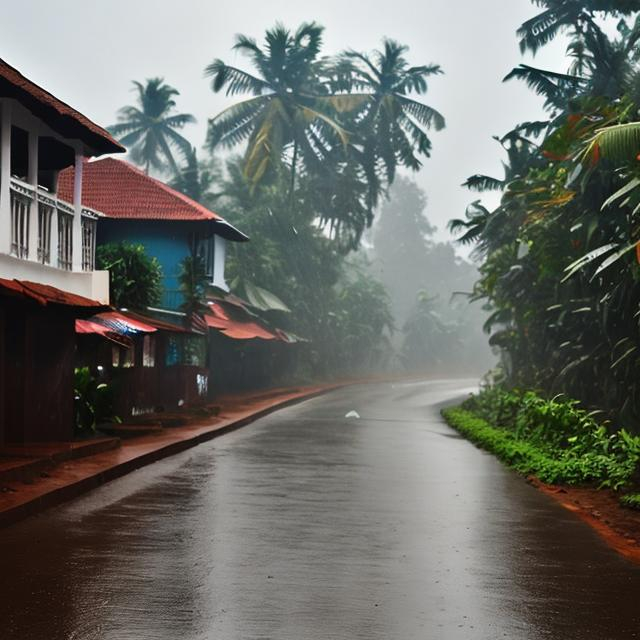 Prompt: rainy morning kerala