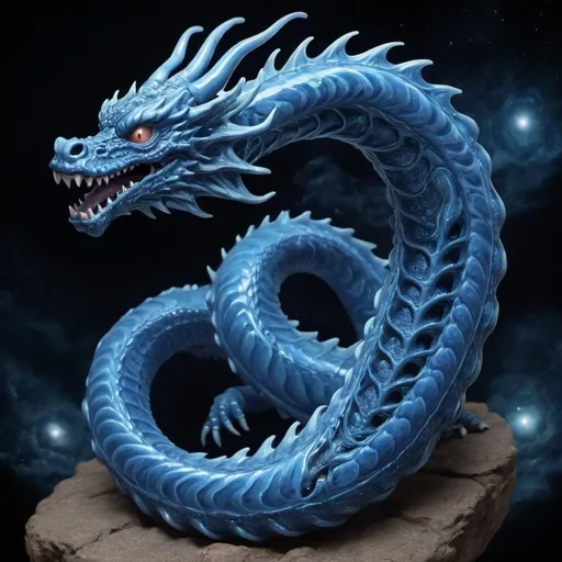 Prompt: Astral projection blue worm dragon
