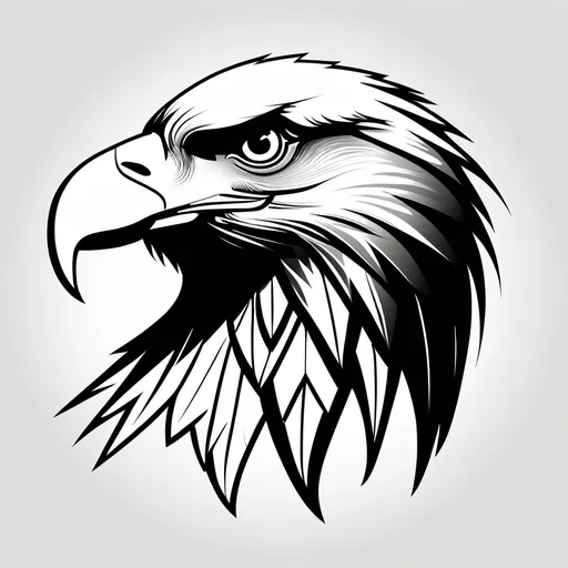 Prompt: pacific north west coast art design of eagle head 2D image in black and white, side profile