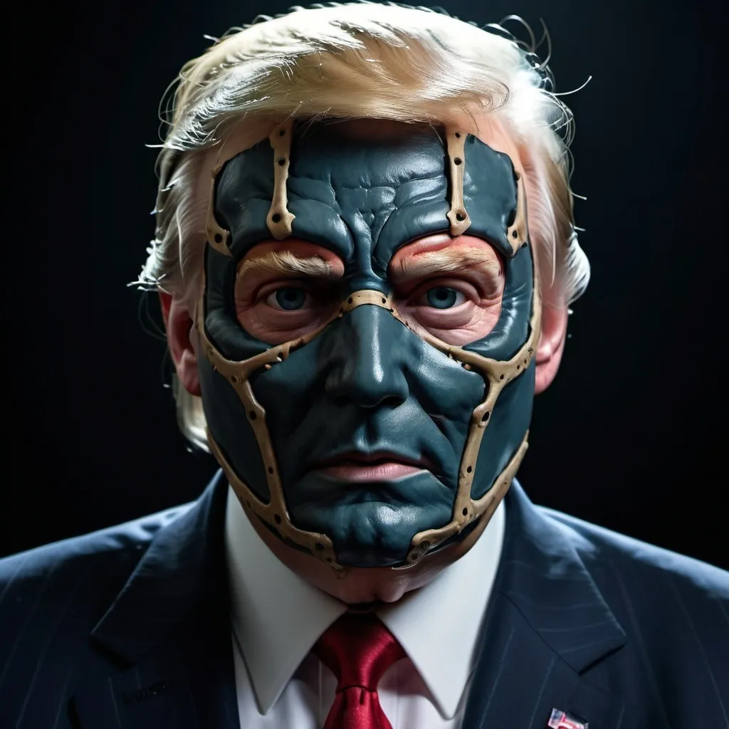 Prompt: Create an image that combines Donald Trump with Hannibal Lecter.