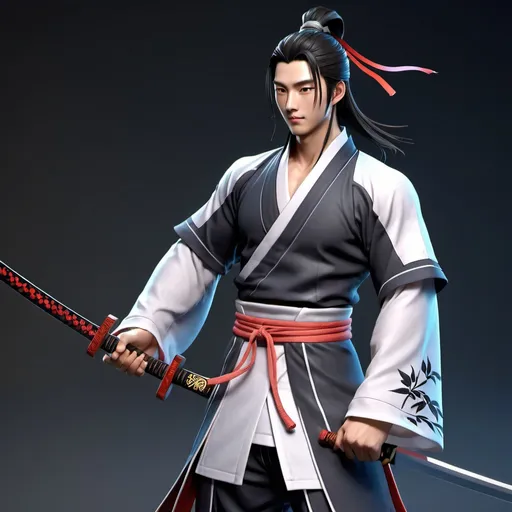 Prompt: 3d character,wuxian clothes,asian.male.for game, cultivator, handsome, swordsman, cultivation, calm, high quality, fighter, cute, full character shown, detailed, whole character visible, only one character and its fully shown,realism,anime,good for game