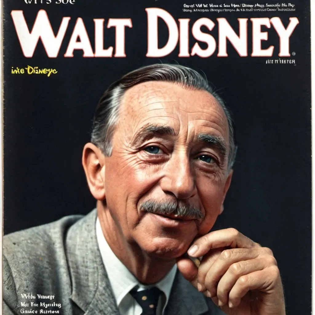 Prompt: magazine cover with Walt Disney