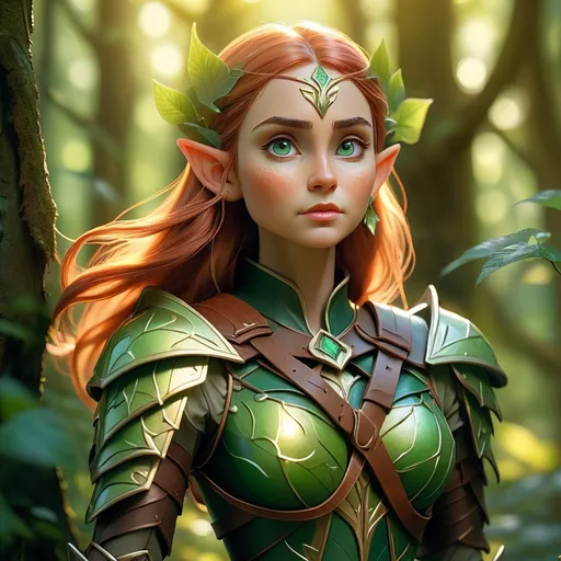 Prompt: Elf ranger in a mystical forest around sunlight