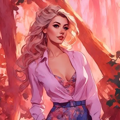 Prompt: <mymodel> Character Design Portrait, Illustration, GTA Disney Cartoon, Fairytale Natalie Dormier 1950s Wife Woman with Glamourous Intricate Ombre Braided Curled Hair, Intricately Designed Clothing with high heels, Character Design, Highly Detailed, Dynamix Pose, Natural Lighting, Natural Colors, Cinematic Photography