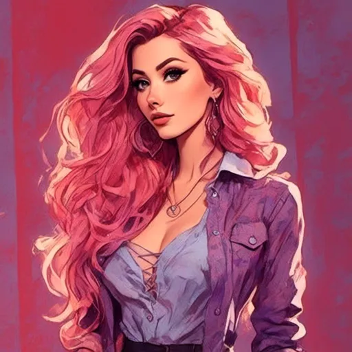 Prompt: <mymodel> Character Design Portrait, Illustration, GTA Disney, Outlander Scottish Woman Intricate Ombre Braided Curled Hair, Intricately Designed Clothing with high heels, Character Design, Highly Detailed, Dynamix Pose