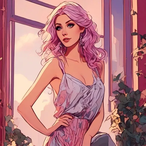 Prompt: <mymodel> Character Design Portrait, Illustration, GTA Disney Anime Cartoon, 1920s Glamour Flapper Woman Intricate Ombre Braided Curled Hair, Intricately Designed Clothing with high heels, Character Design, Highly Detailed, Dynamix Pose, Natural Lighting, Natural Colors